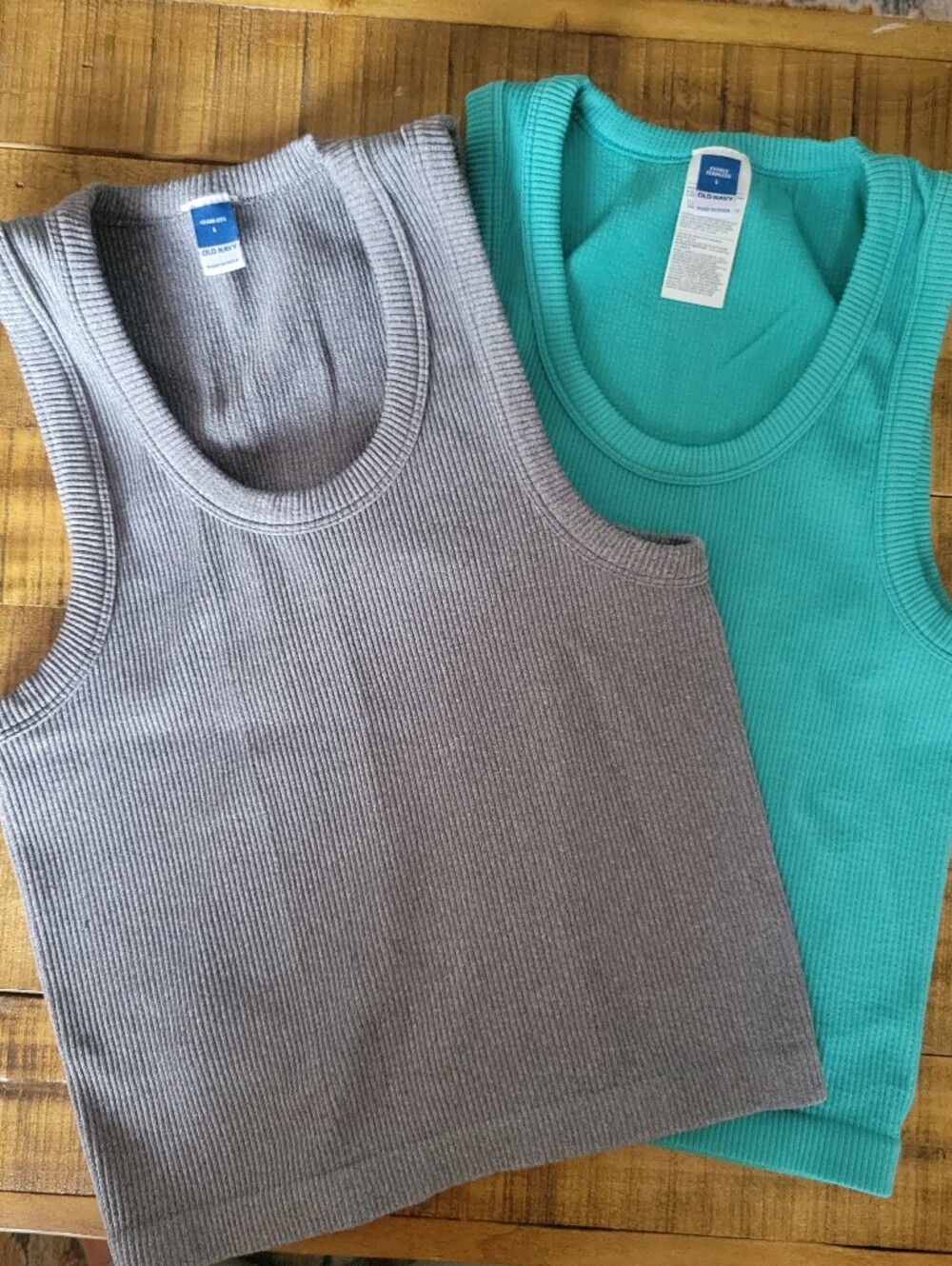Old Navy Ribbed Tank Tops - Gray and Teal